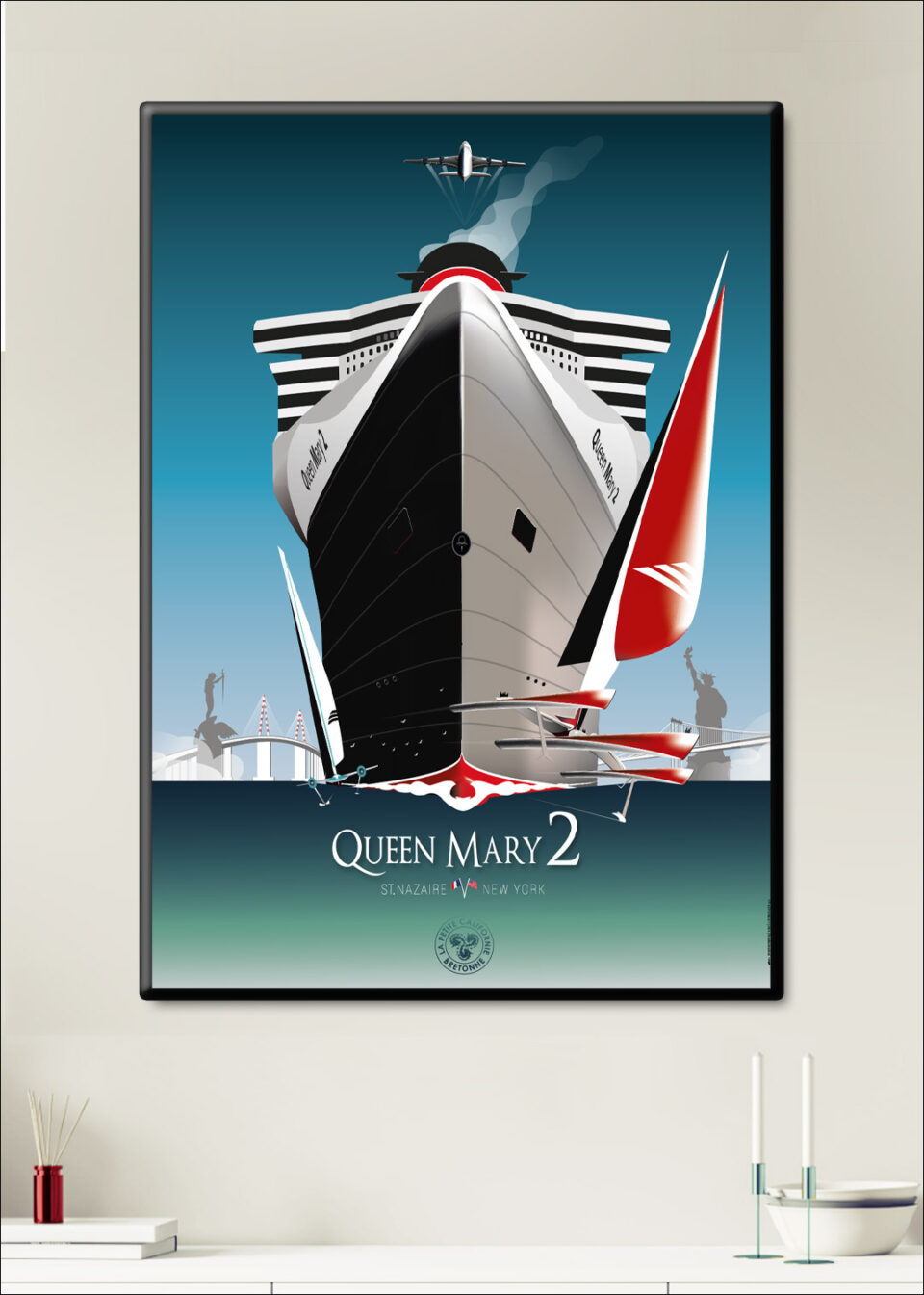Déstockage affiche 50x70 cm Queen Mary 2 THE BRIDGE édition 2021
