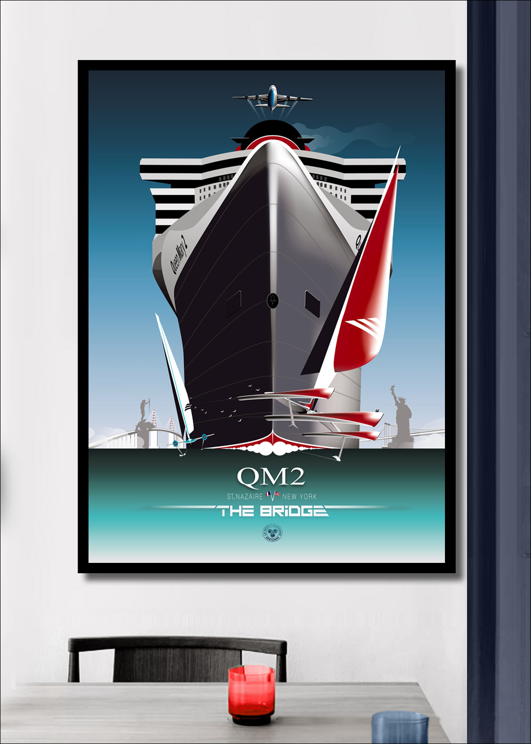Déstockage affiche 50x70 cm Queen Mary 2 THE BRIDGE édition 2021