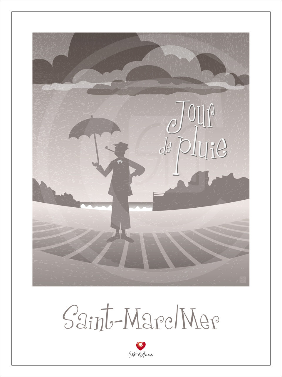 Affiches et tirages d'art JOUR DE PLUIE Mr HULOT SAINT-MARC/MER by SIG