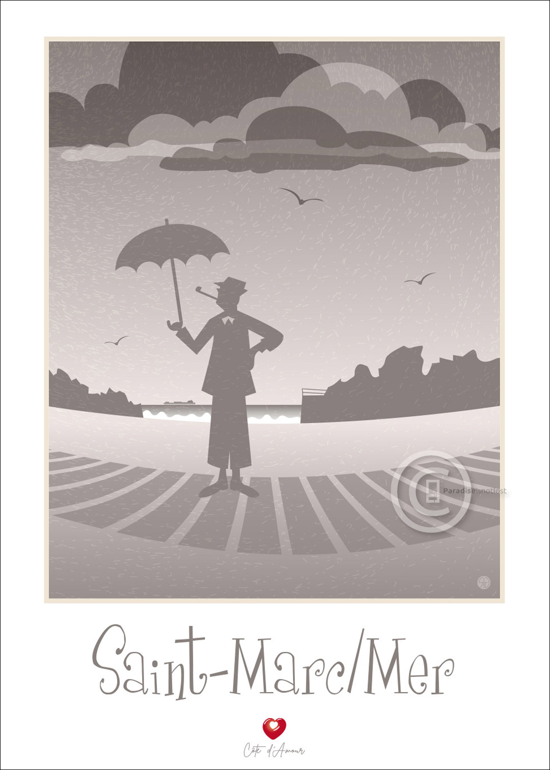 JOUR DE PLUIE Monsieur HULOT - 50x70 cm