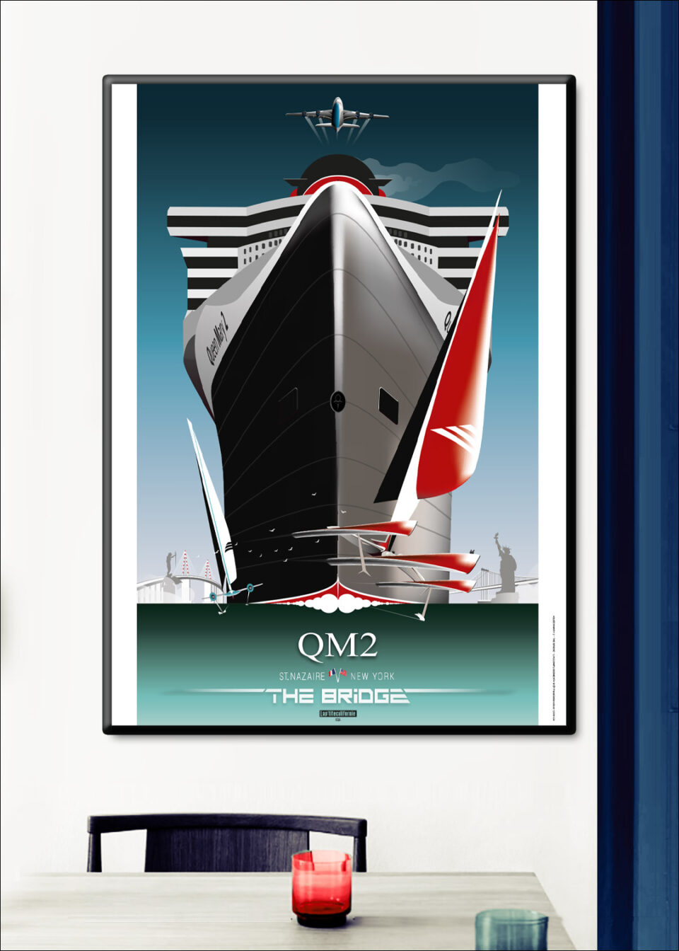 Déstockage affiche 50x70 cm Queen Mary 2 THE BRIDGE