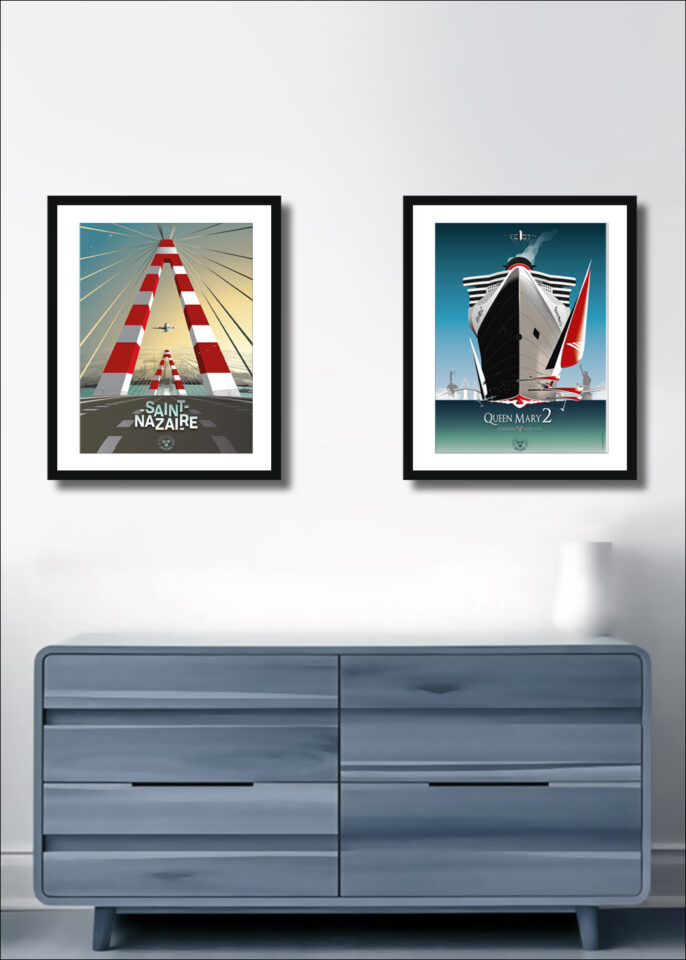 X2 PONT DE SAINT-NAZAIRE + QM2 30X40
